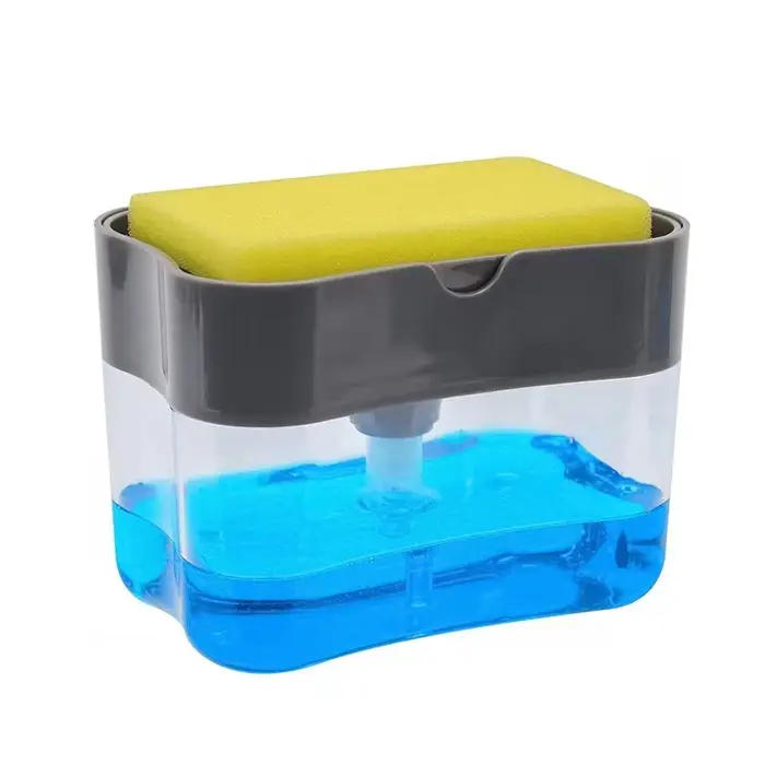 Distributeur de savon à vaisselle avec brosse de nettoyage automatique pour cuisine, distributeur de liquide et brosse à vaisselle intégrés