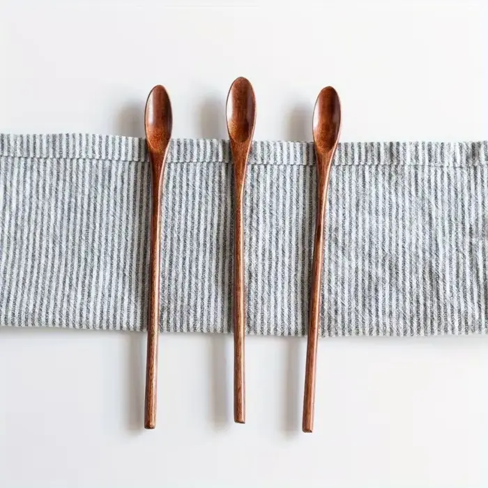 Cuillère en bois faite à la main exquise, style occidental, longue cuillère Bing avec cuillère à rem
