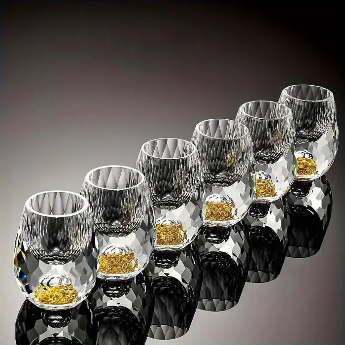 Verre à Shot de montagne doré en cristal luxueux