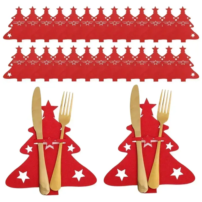 Porte-couverts de noël, 60/2 pièces, porte-vaisselle pour arbre de noël, sacs couteaux, fourchettes,