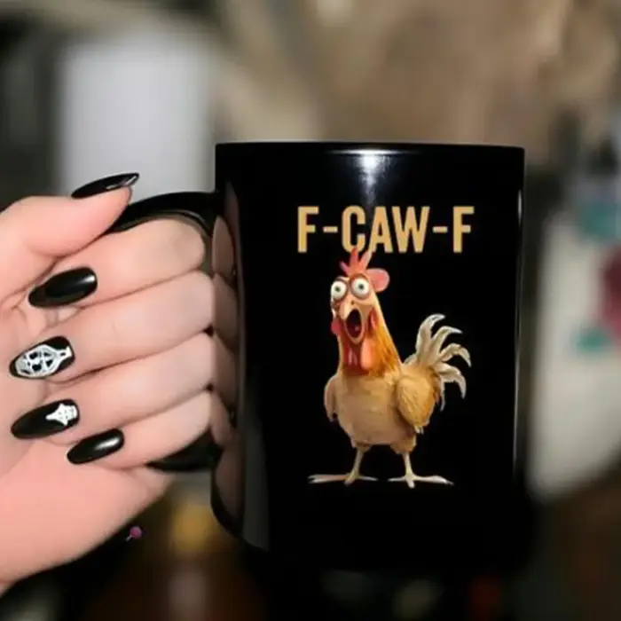 Tasse à café en céramique drôle f-caw-f poulet