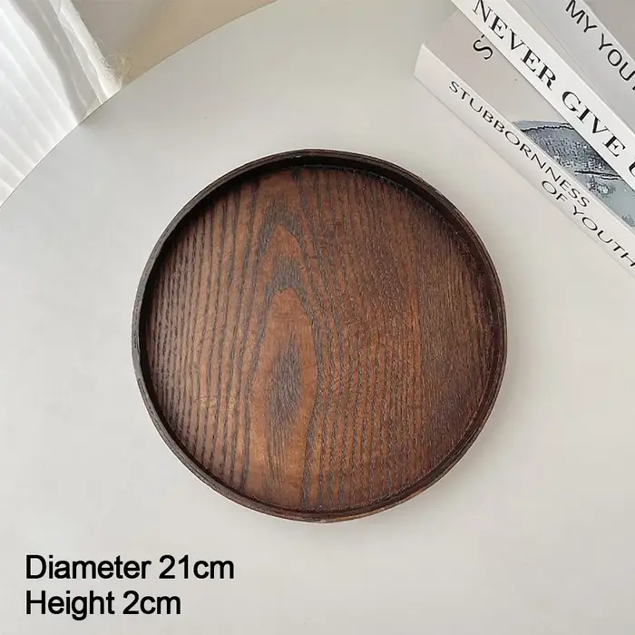 Plateau de service rond vintage en bois 21/24/27/30/33cm, plateau décoratif en bois, plateau à café,