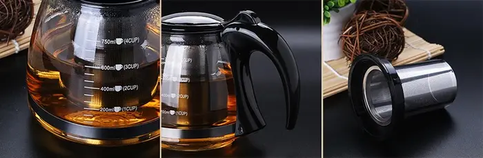 Théière en verre au Design créatif 750ml et 1200ml