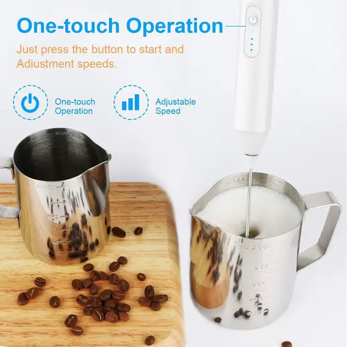 Mousseur à lait sans fil électrique type-c mélangeur à main en acier inoxydable Mini cafetière fouet