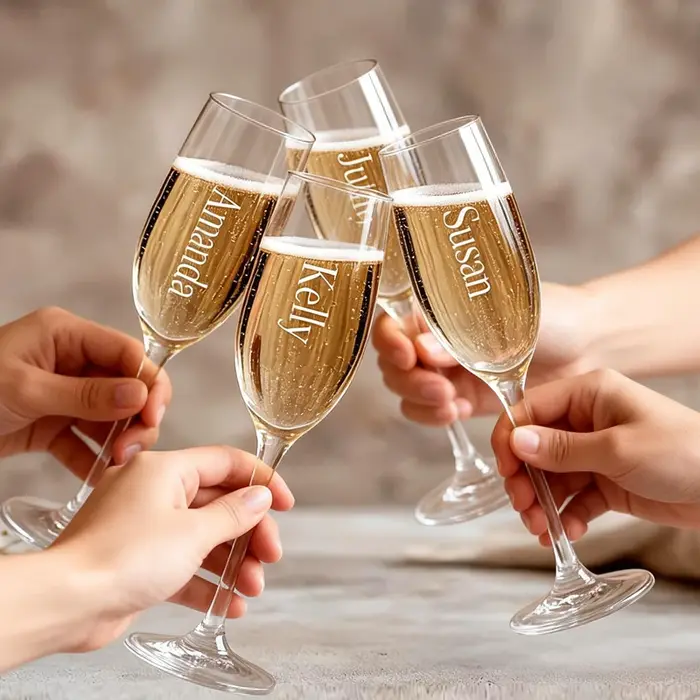 Ensemble de 2 verres à champagne personnalisés gravés