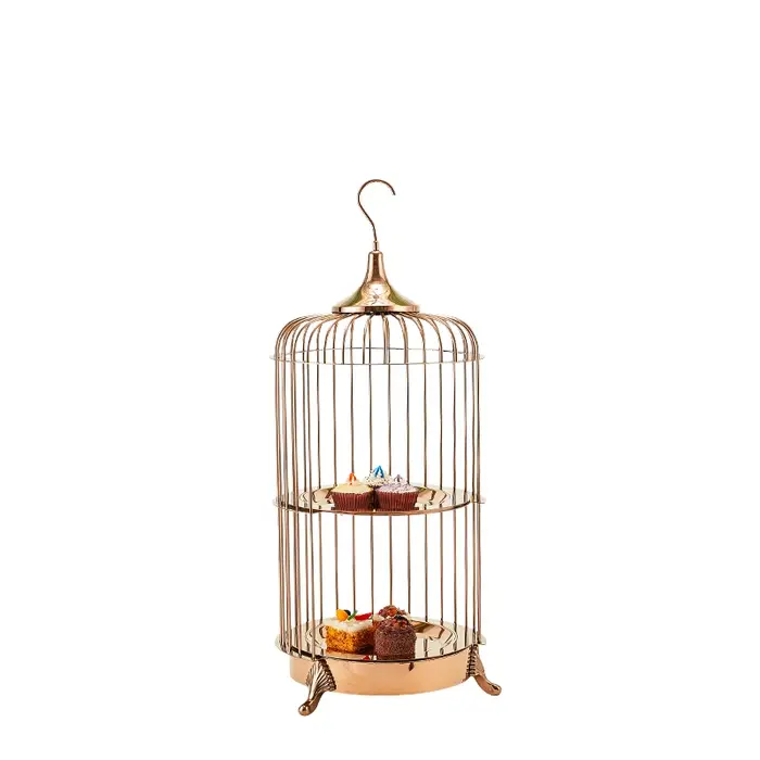 Restauration thé de l'après-midi Buffet doré support à desserts cage à oiseaux gâteau présentoir alimentaire