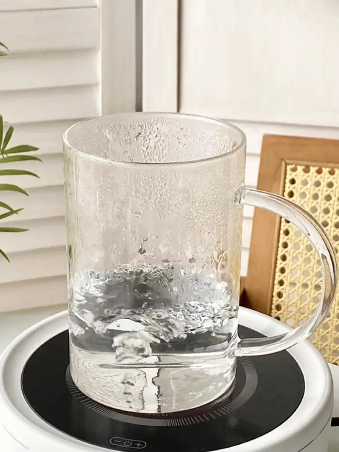 Grande tasse en verre transparent de 1l avec poignée, couvercle et paille, tasse à café en verre à l