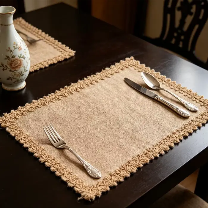 Napperons bohèmes en jute
