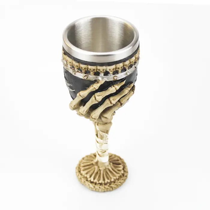 Gobelet gothique 3D Viking en acier inoxydable, crâne en résine, gobelet à vin, griffe de Dragon, squelette de colonne vertébrale, tasse à whisky, verre à vin pour Halloween