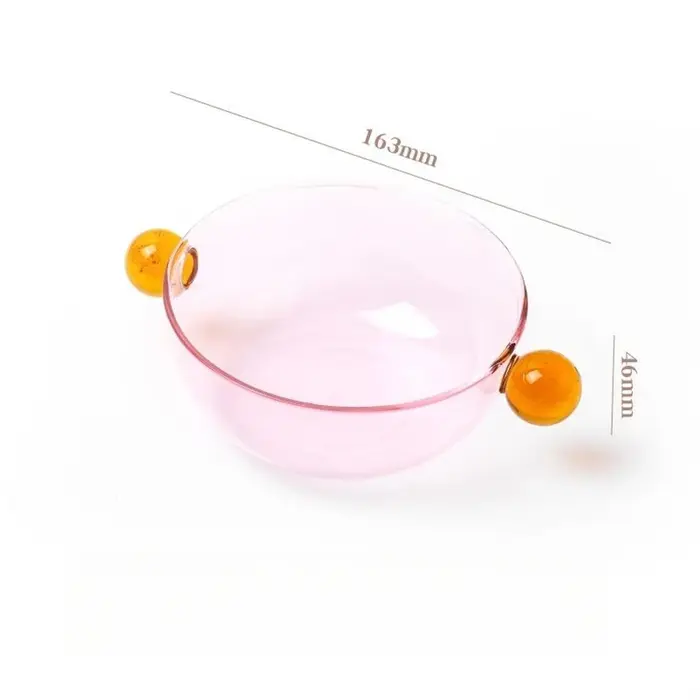 Filles à salade de fruits en verre coloré à double poignée boule, bol de riz à soupe simple, peut ch