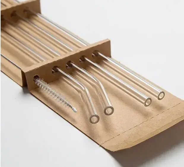 1set résistant à la chaleur verre pailles avec brosse-lot de 5-réutilisable et lavable, cadeaux de N