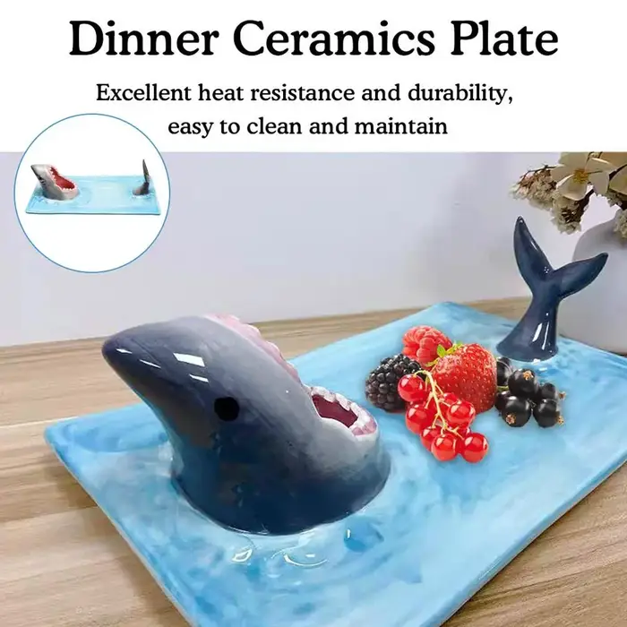 Assiette en céramique requin bord de mer