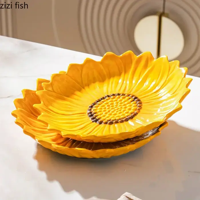 Assiette en céramique tournesol