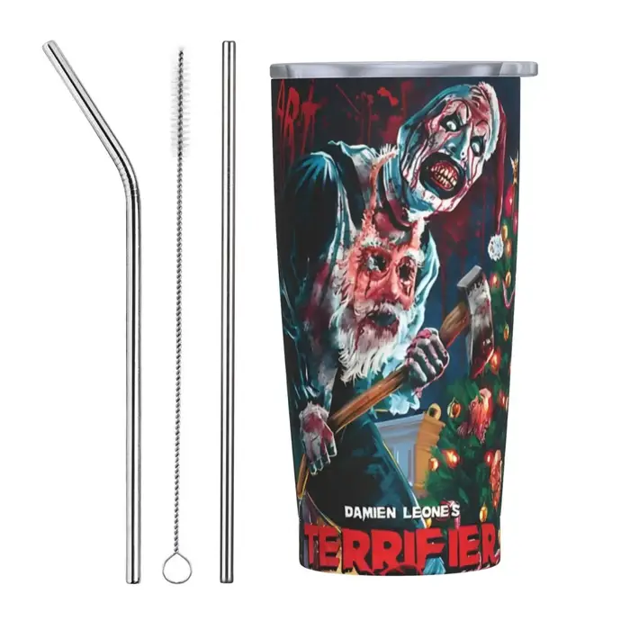 Tasses à café en acier inoxydable avec couvercle, gobelet isolé Terrifier 3, tasse de boissons chaud
