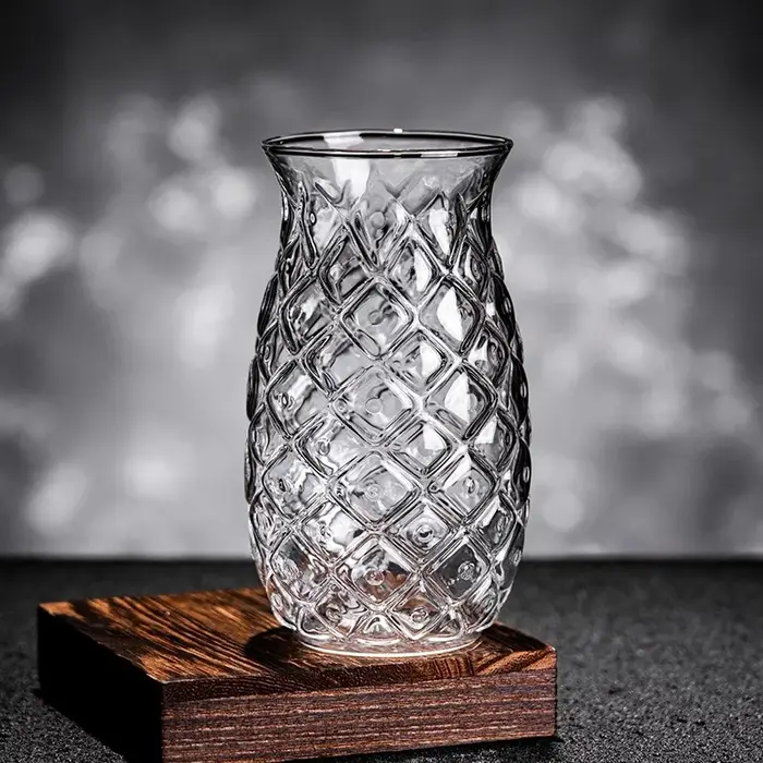 Tasse à café en verre transparent de 480 ml en forme d'ananas