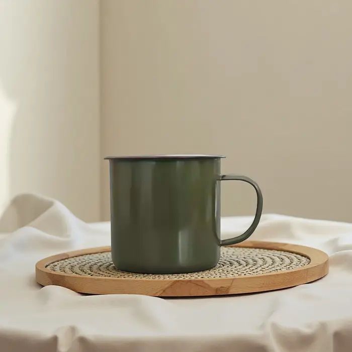 Tasses de Camping en émail Vintage