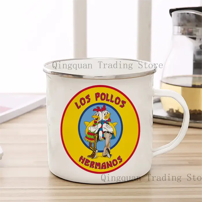 Los pollos hermanos tasse émaillée tasse à café 11oz amusant en céramique café thé cacao tasse poign