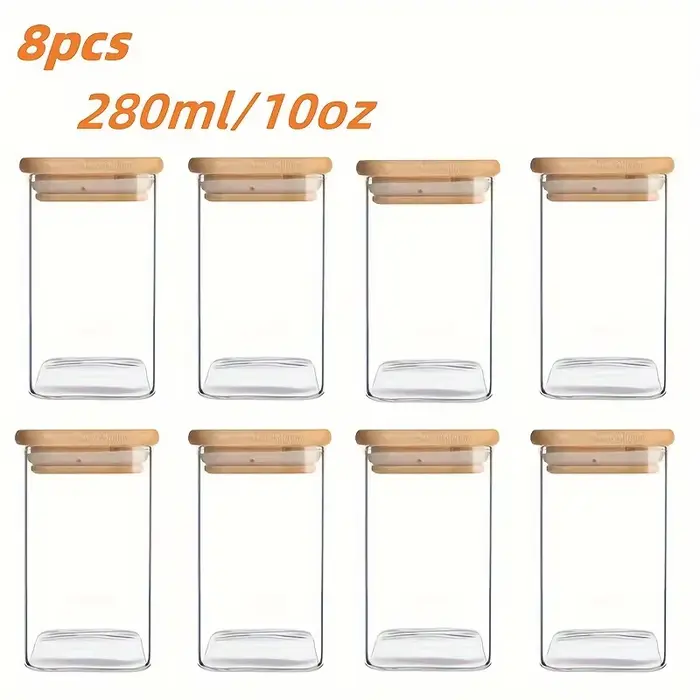 1/2/4/8 pièces, pots en verre de 10oz avec couvercles hermétiques