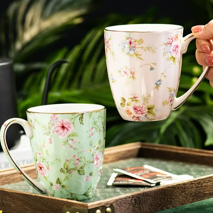 Tasse en céramique créative pour Couple, Vintage, fleur, petit déjeuner à la maison, tasse à lait, bureau, thé de l'après-midi, café, tasse d'eau, verres pour la maison