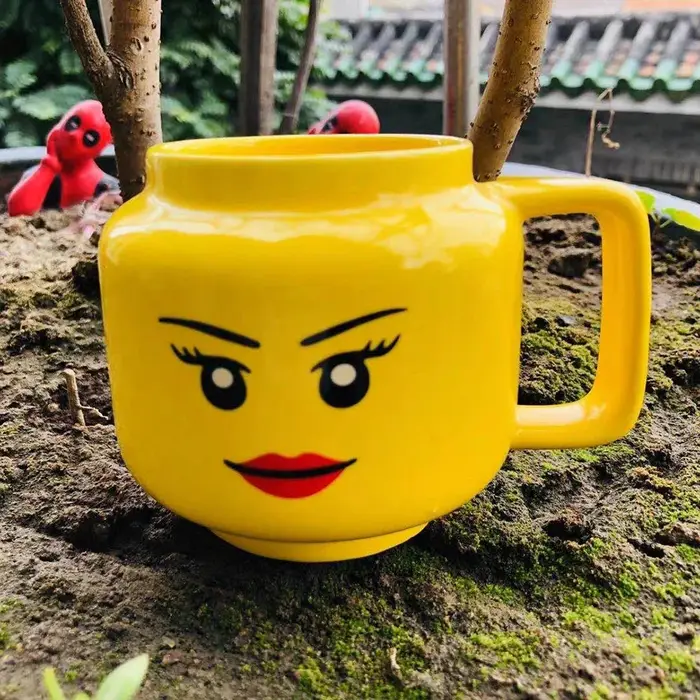 Mug en céramique avec visage souriant amusant - Cadeau de Noël mignon pour les enfants, tasse à boire idéale pour les enfants