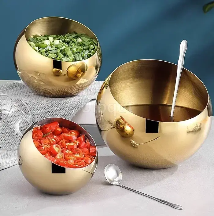 Bol à Sauce à bouche Oblique en acier inoxydable avec couvercle