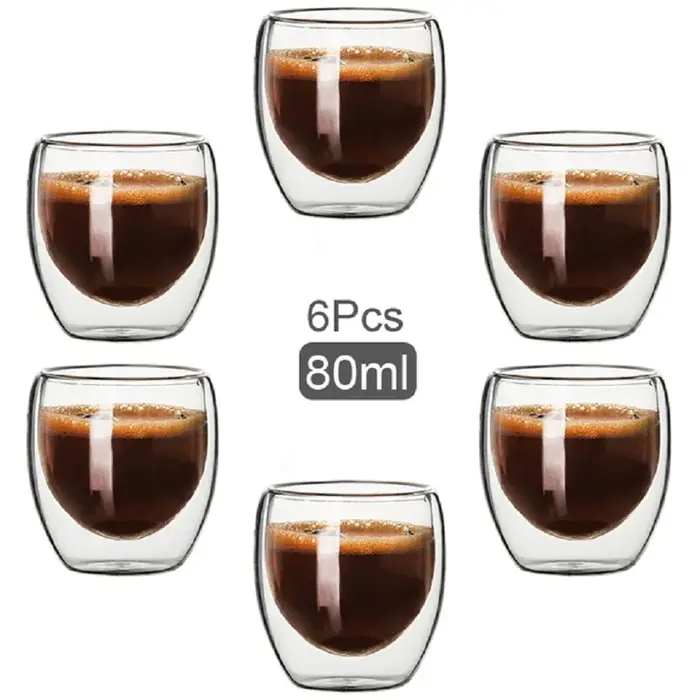 Tasses à café en verre à double paroi Tasse en verre Tasses à lait de cacao à cappuccino à double pa