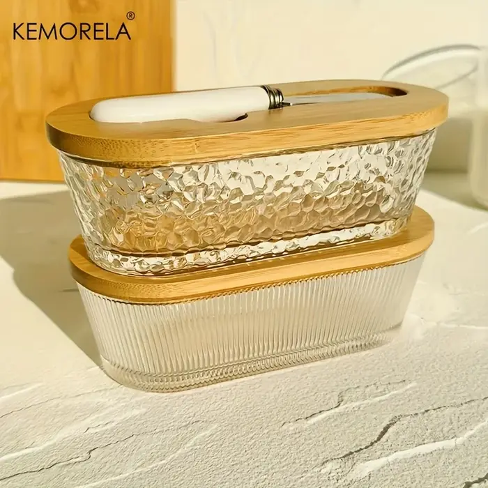 Beurrier en verre avec couvercle scellé