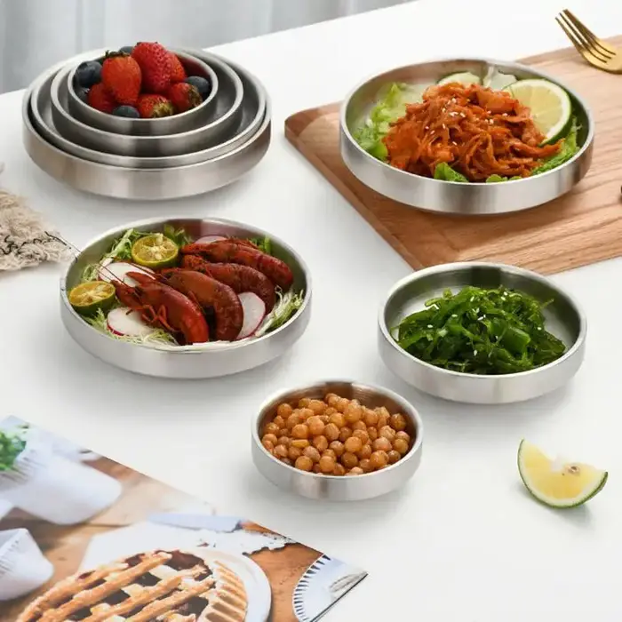 Assiette plate en acier inoxydable 201/304