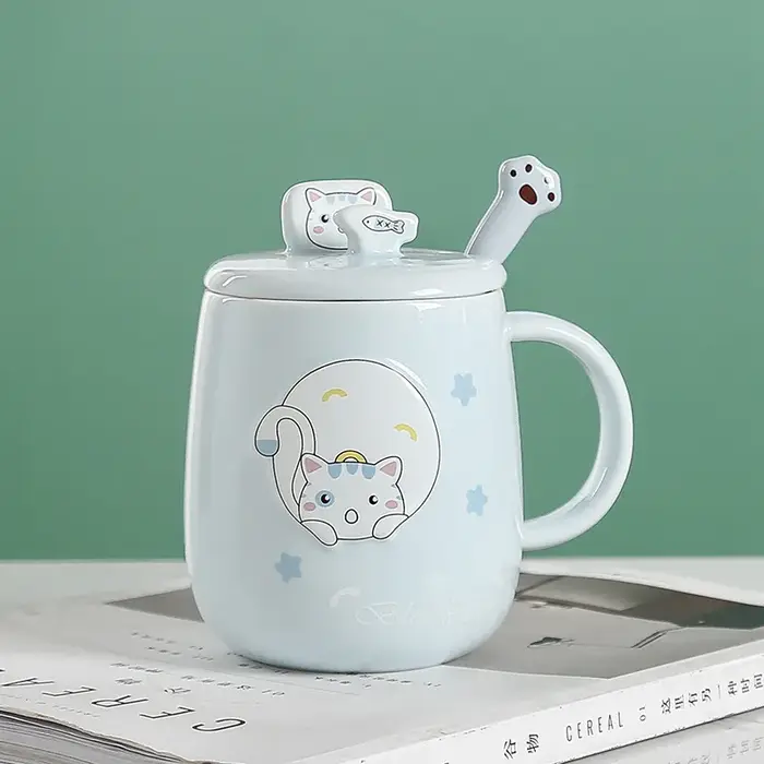 JUSTINLAU tasse chat avec couvercle et bec créativité