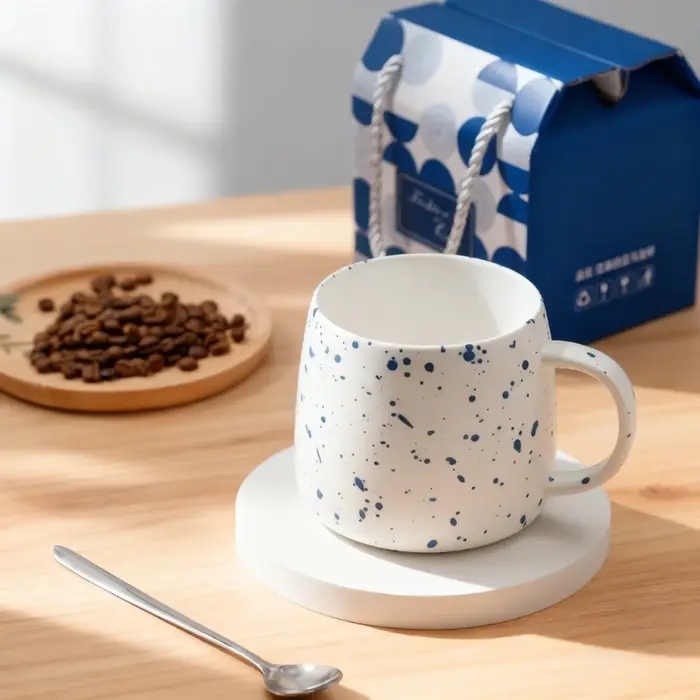 Tasse en céramique bleue à encre de 500ml