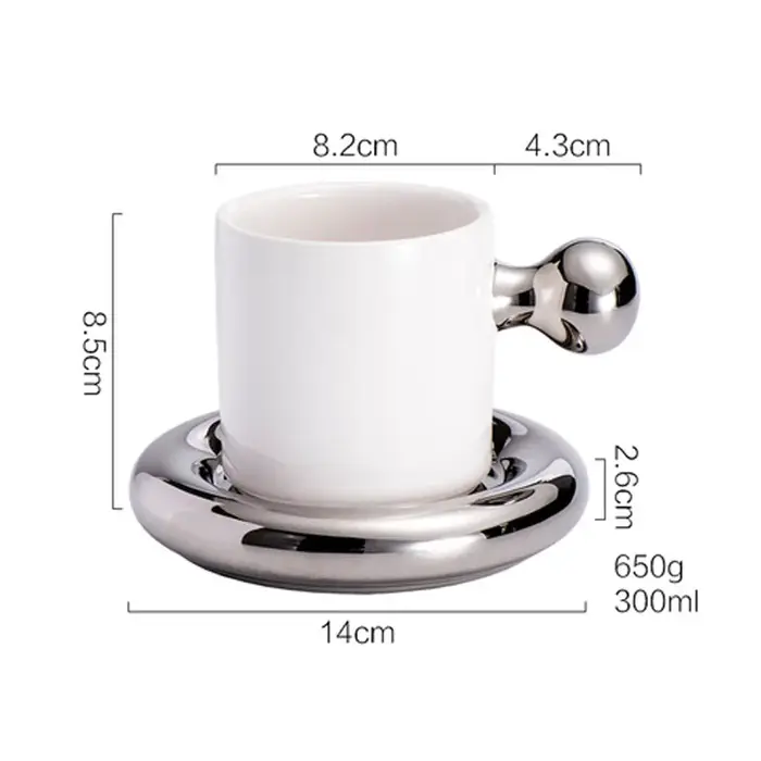 Ahunderjiaz-Tasse à café en céramique argent nordique