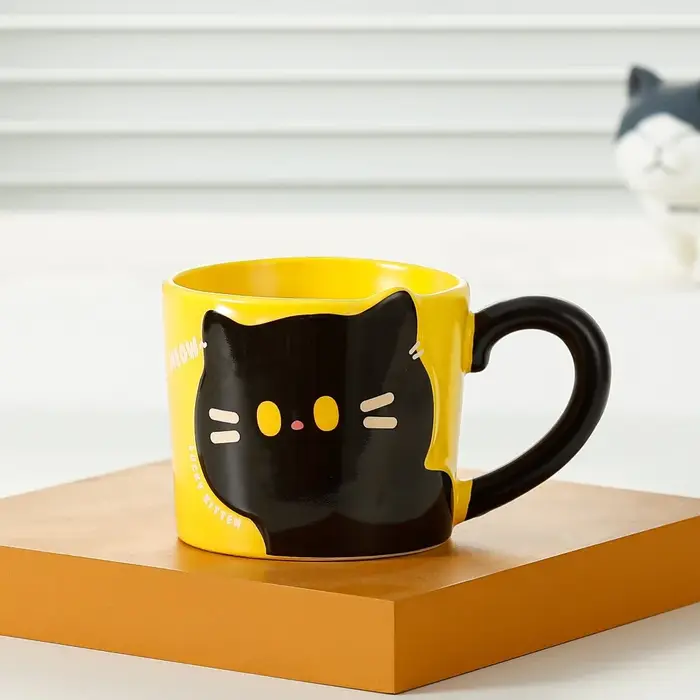 Tasse à café motif chat, style créatif, design mignon, tasse à café en céramique, dessin animé japon