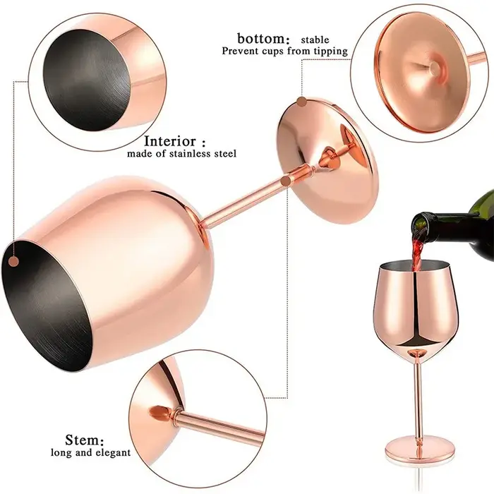 Verre à Cocktail à vin rouge en acier inoxydable de 500ML