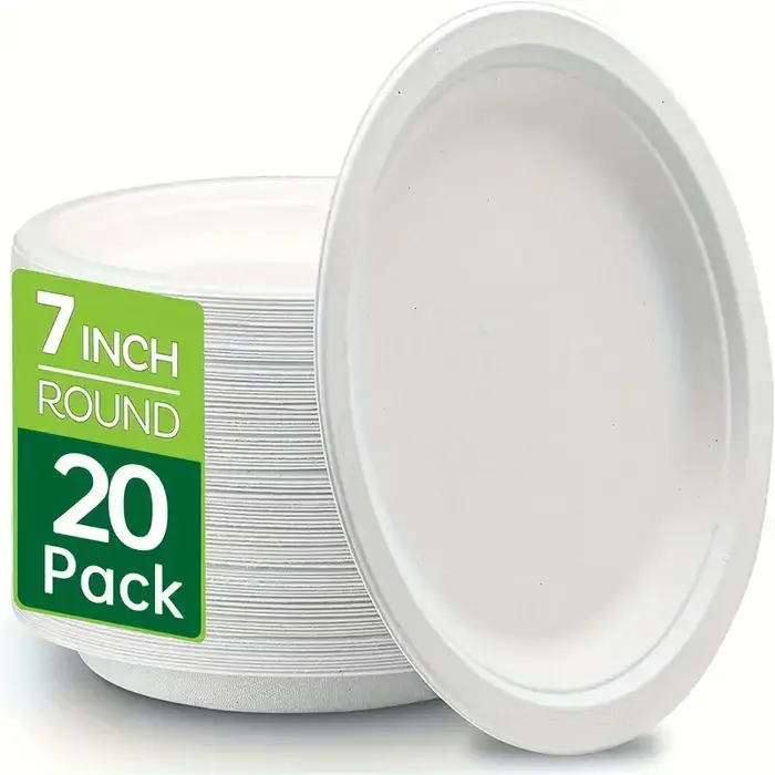 Assiettes jetables de 7 pouces, 20/50 pièces, assiettes en papier dégradables écologiques pour Barbe