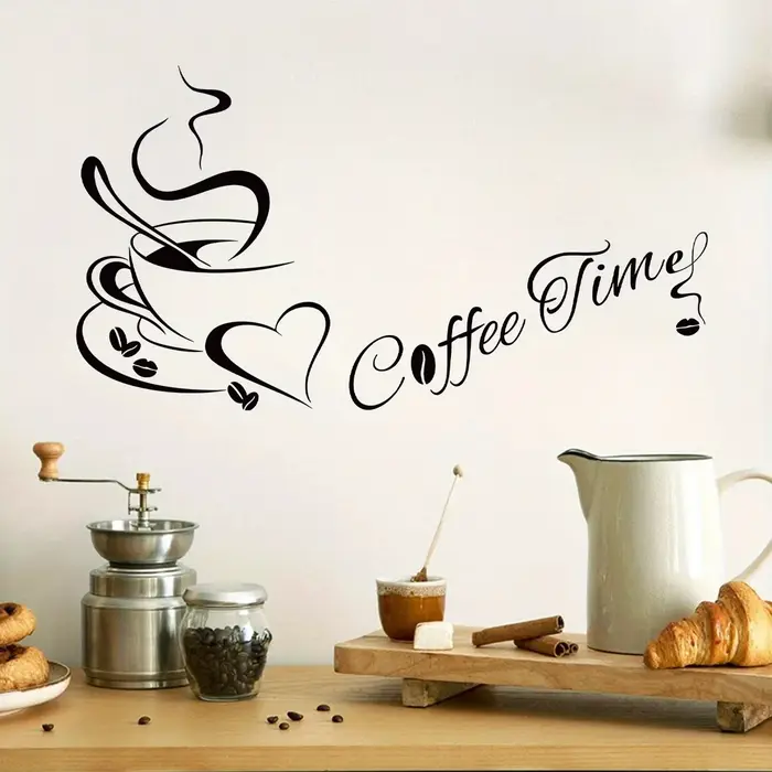 Autocollants muraux artistiques en forme de cœur de café