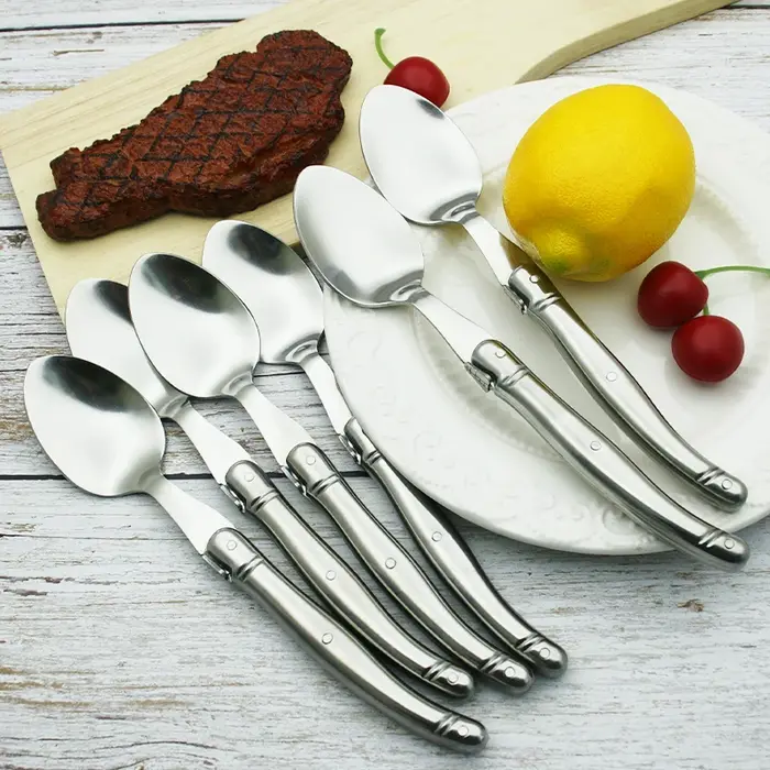 Cuillère à dîner 8.5 "Style laguna en acier inoxydable, grandes cuillères à soupe à riz, couverts pu