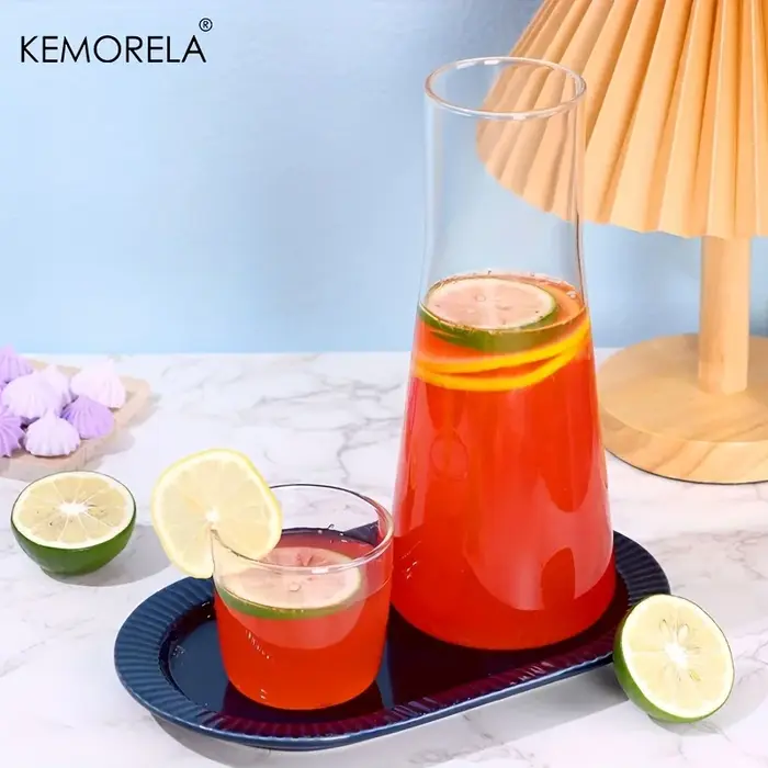 1/2 pièces 30oz clair haute teneur en verre Borosilicate jeu de Carafe d'eau de chevet avec gobelet-broche