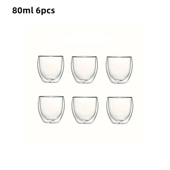 Tasses à expresso en verre transparent isolées à double paroi, 80/250/450ml, parfaites pour le thé,