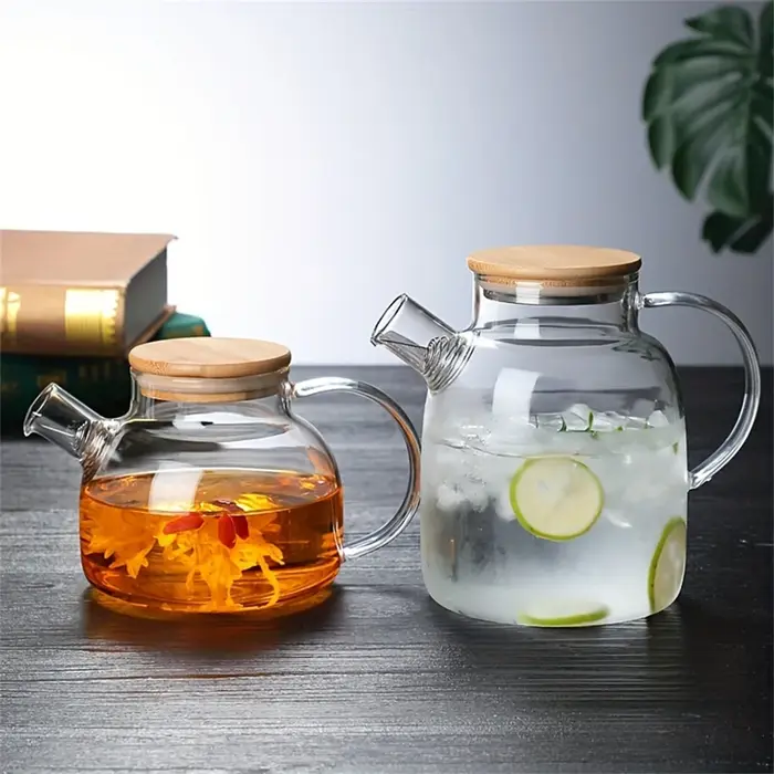 Théière en verre de grande capacité 1L/1,8 l, bouilloire résistante aux hautes températures pour jus