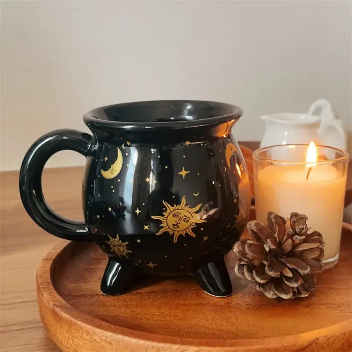 Tasse à café chaudron 350 ml tasses de sorcière en céramique noire