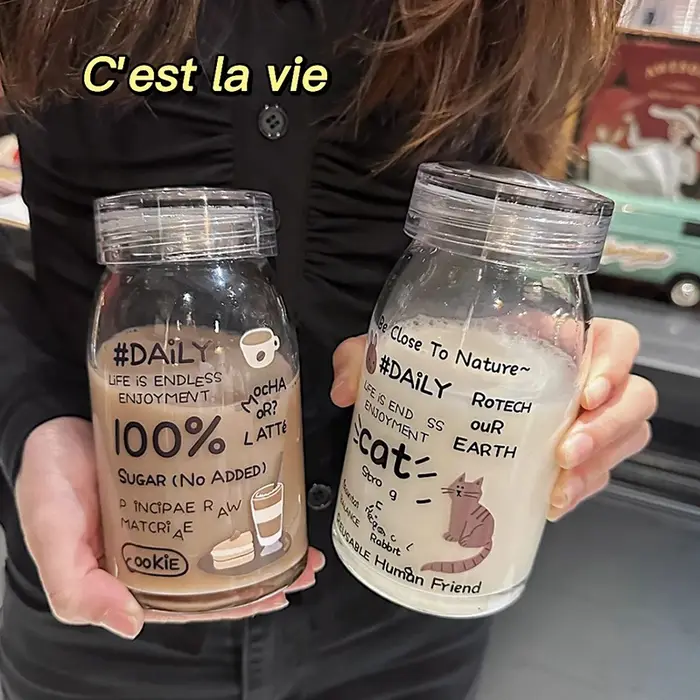 Tasse en verre chat Kawaii