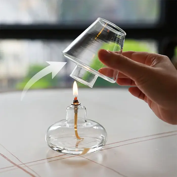 Lampe à huile en verre pour réception de mariage