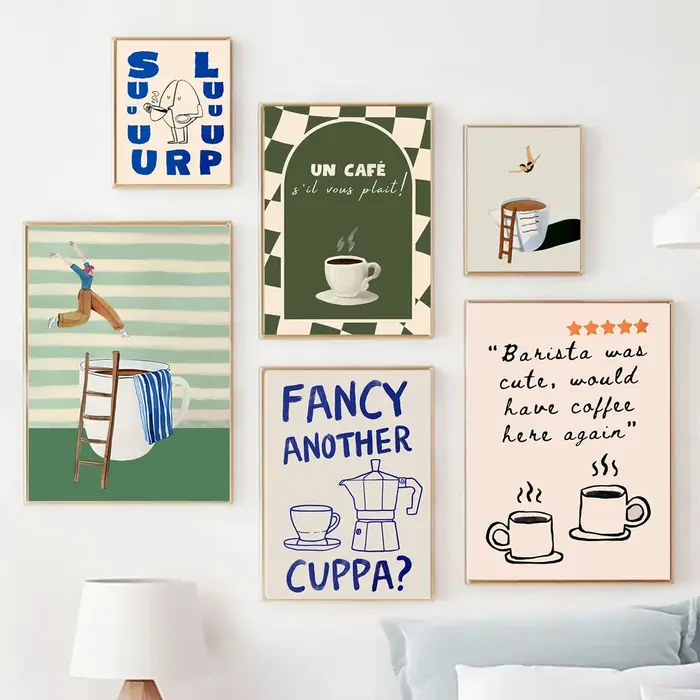 Affiche d'art drôle de plongée de café