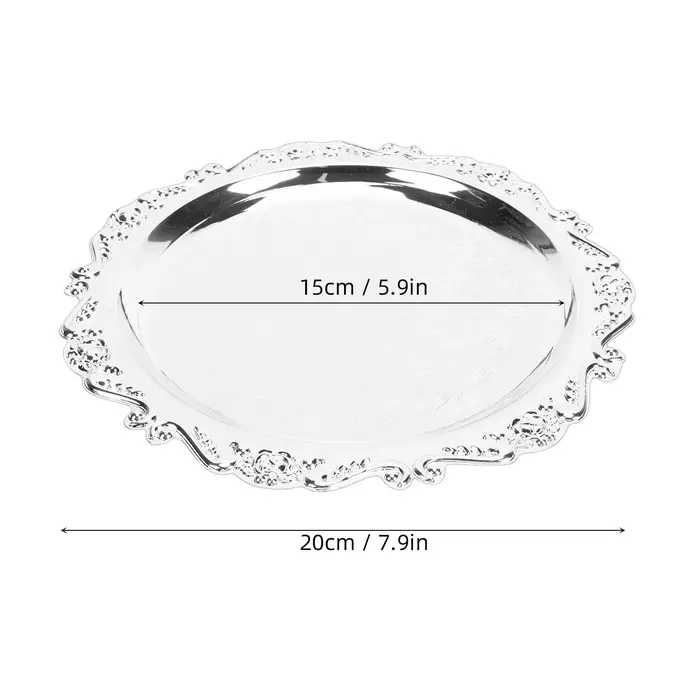 Plateau de service floral gravé 20/25 cm, assiettes rétro, plateau à gâteaux et desserts, plat à col