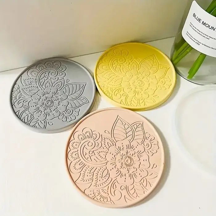 Moule rond en Silicone pour dessous de verre à fleurs