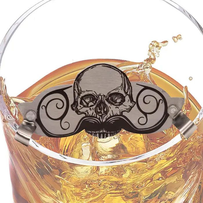 Protège-moustache décoratif en acier inoxydable motif crâne pour tasses – Accessoire innovant pour b