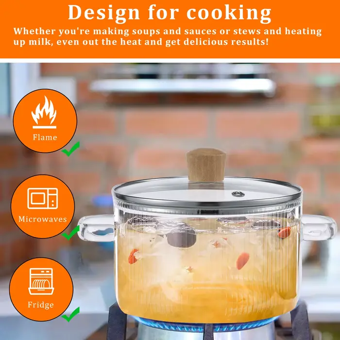 Casserole en verre transparente avec couvercle