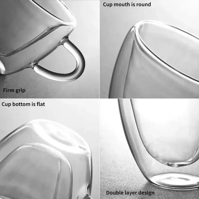 1 pièces 80-250ml Couple tasses coeur amour en forme de tasse en verre Double