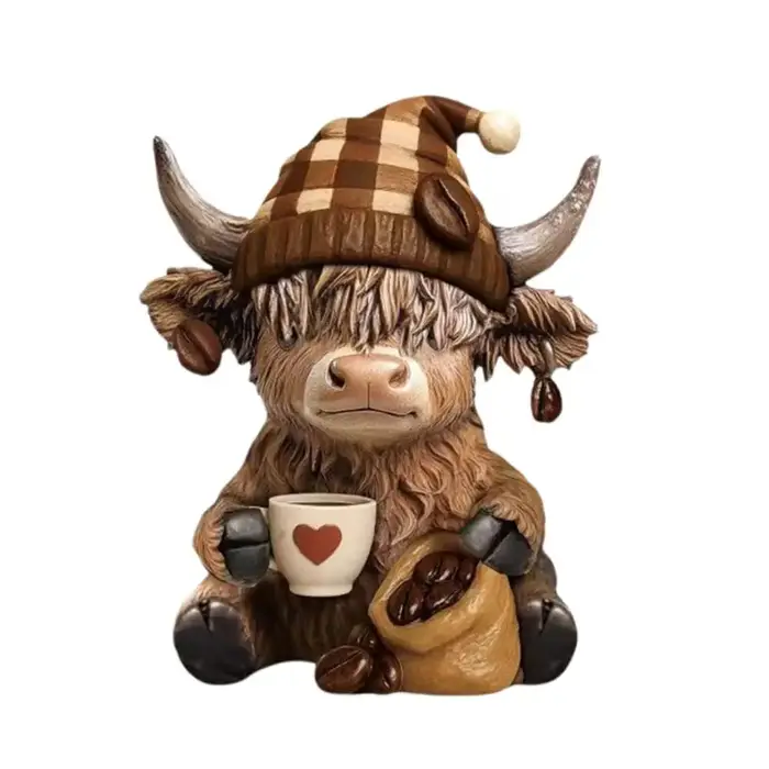 Statue de vache sur le thème du café