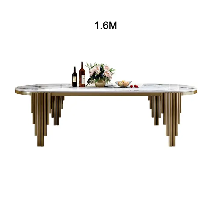Ensemble de salle à manger en acier inoxydable, meubles de maison, table à manger moderne en marbre